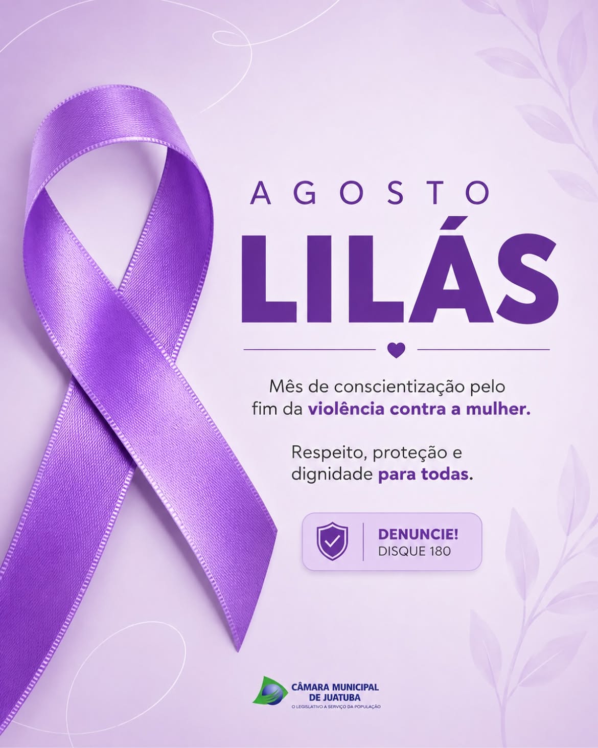 Agosto Lilás 💜

Agosto é o mês de conscientização e enfrentamento à violência contra a mulher. Mais…