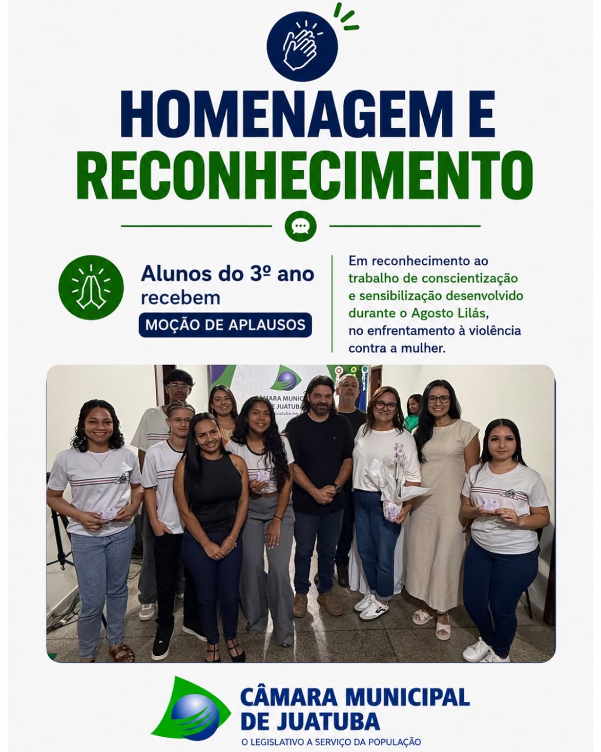 💜 Homenagem e reconhecimento!

A Câmara Municipal de Juatuba homenageia os alunos do 3º ano do Ensi…