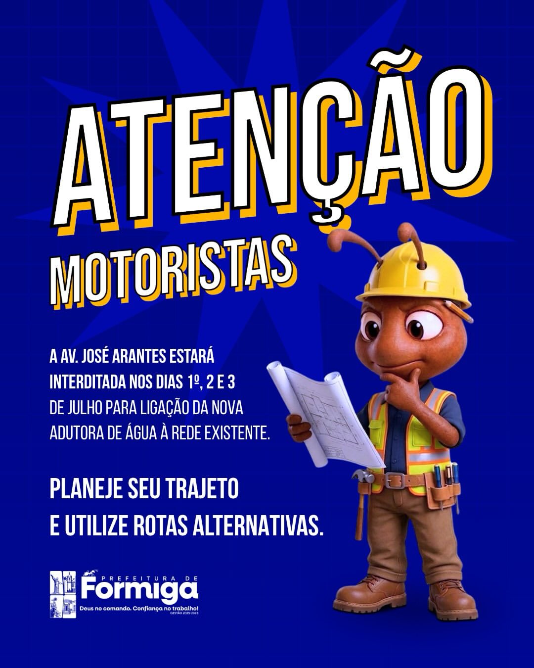 A Prefeitura de Formiga, por meio da Secretaria Municipal de Obras e Trânsito e do SAAE, informa que…