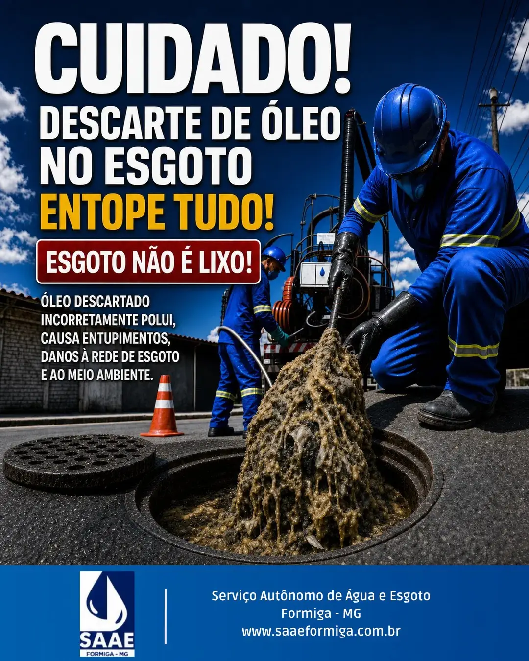 🚫 Óleo no esgoto? Nem pensar!

O descarte incorreto de óleo de cozinha pode causar sérios problemas…