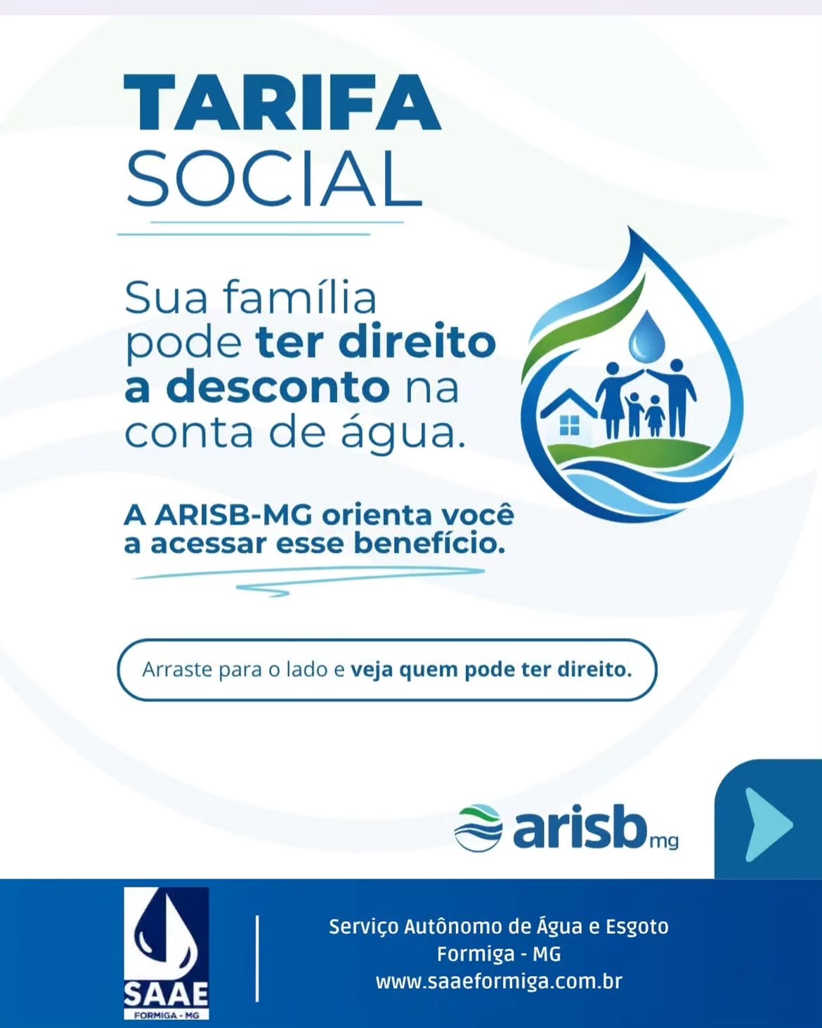 💧 Você conhece a Tarifa Residencial Social?

Esse é um benefício que pode garantir descontos na sua…