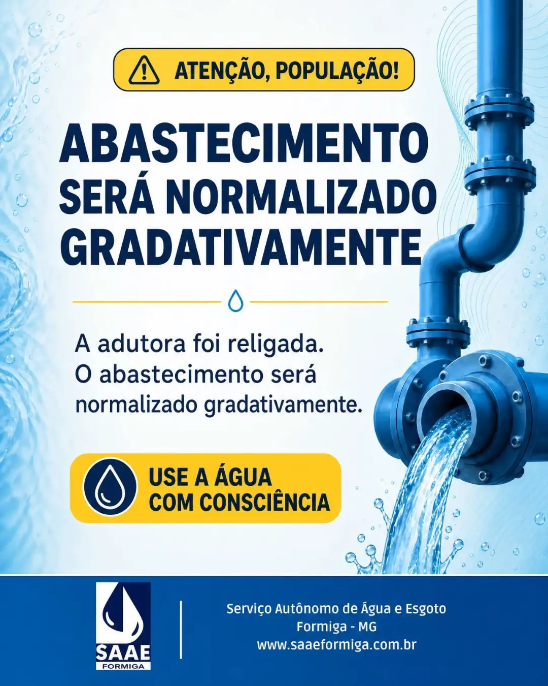 💧 ATENÇÃO, POPULAÇÃO!

Neste domingo, o SAAE Formiga concluiu uma importante etapa da obra de trans…